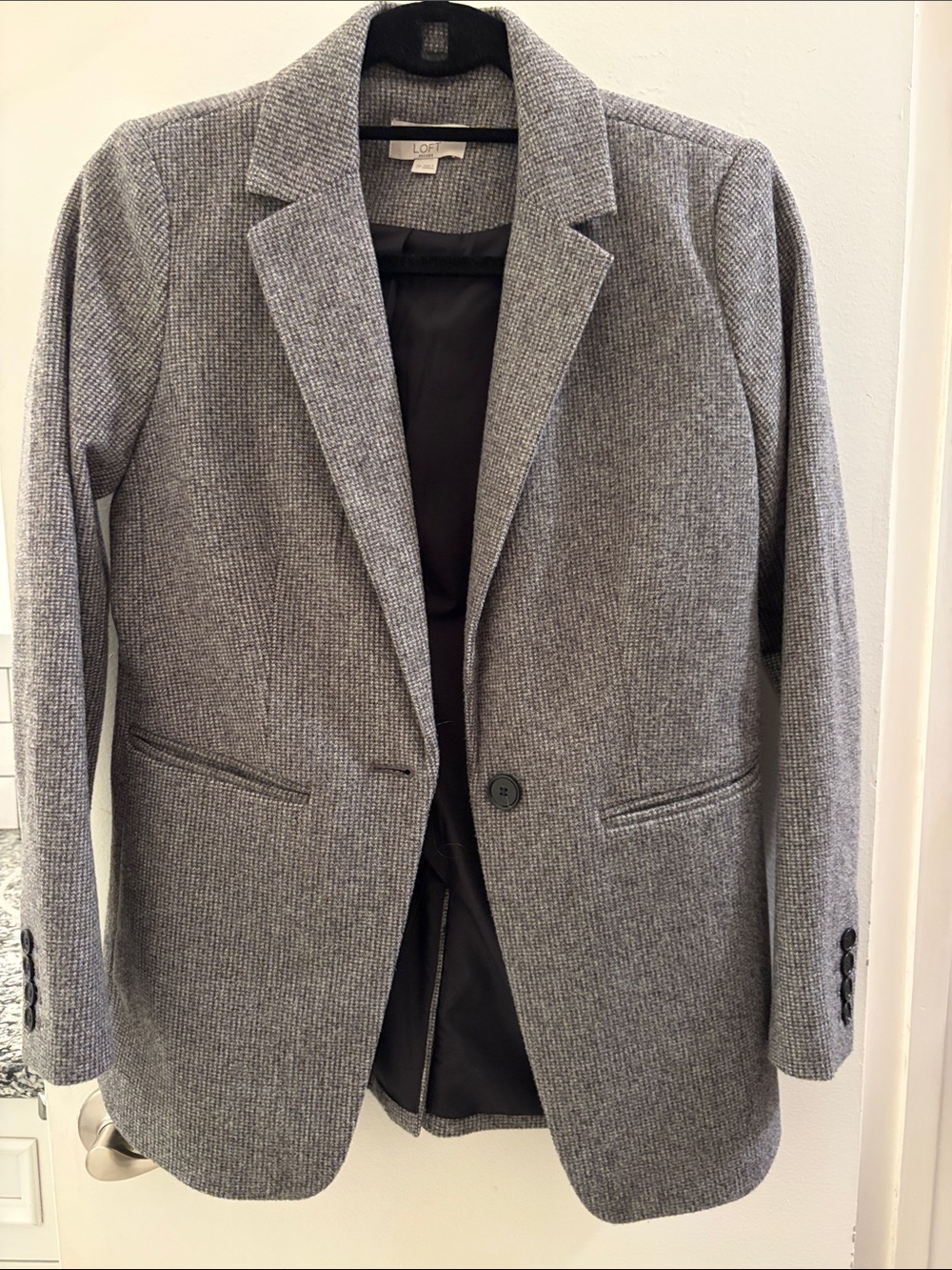 LOFT Gray Tweed Single-Button Blazer 2P
